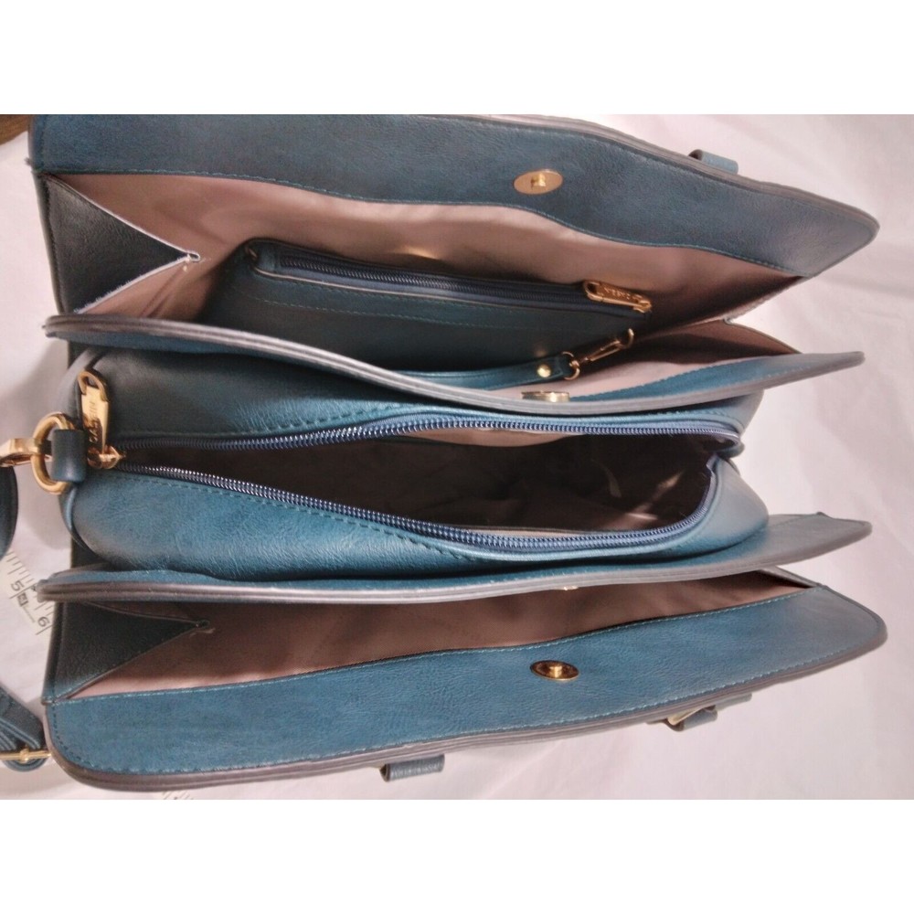 Dasein Handbag Large Satchel Shoulder Bag Purse with Matching Wristlet Teal - Picture 16 of 16